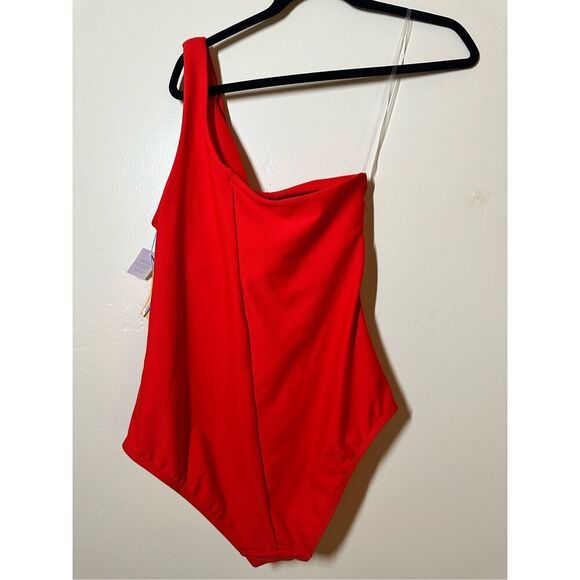 Kona Sol Red One Shoulder One Piece Swimsuit Size Large New - Picture 4 of 4